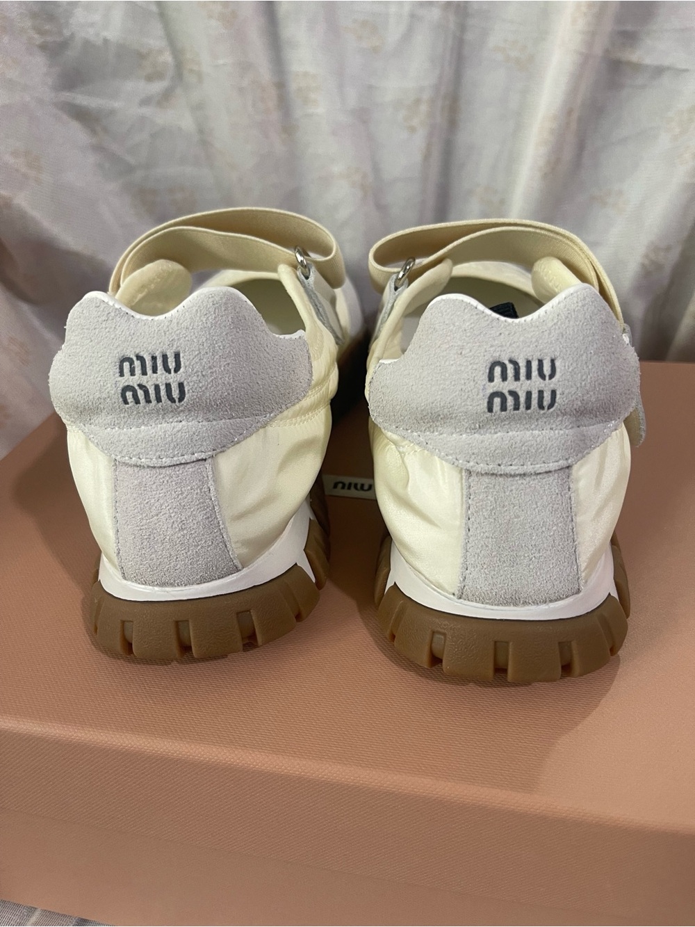 Miu Miu Cream Mary Jane-Style Ballet Sneakers - Picture 2 of 7